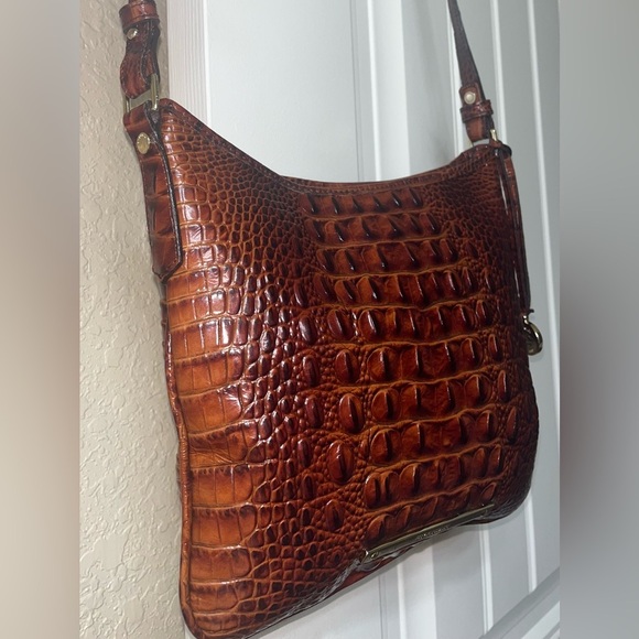 Brahmin Jody Leather Crossbody Crocodile Embossed Pecan Melbourne - Picture 13 of 16